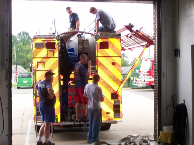 Racking hose on the new Rescue Wagon